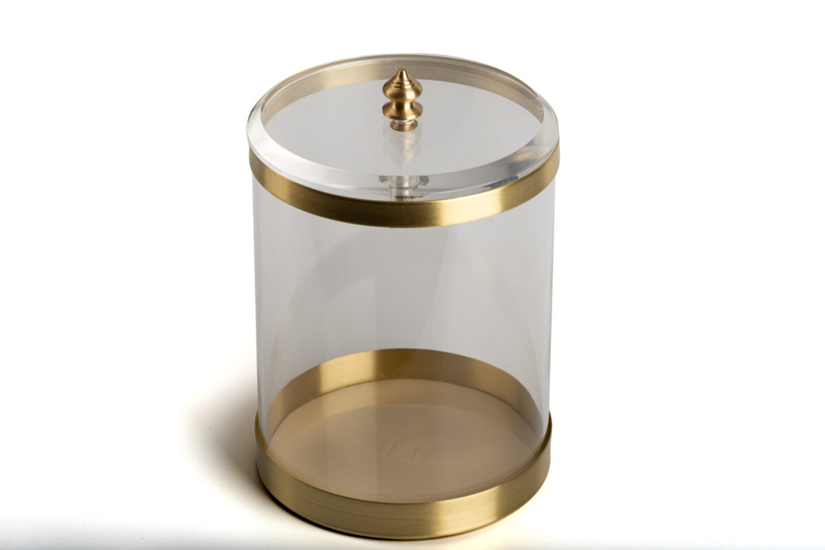 Pirinç Detaylı Silindirik Pleksi Saklama Kutusu Büyük Boy