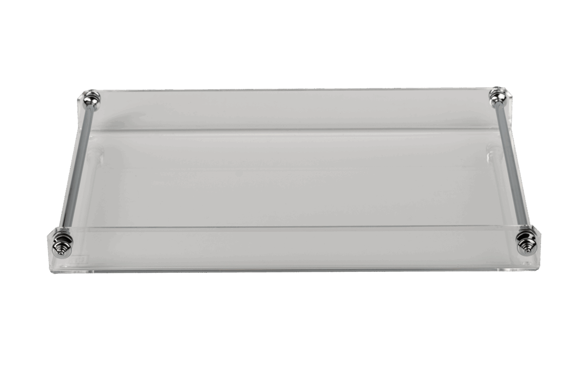 Krom Detaylı Pleksi Sunum Tepsisi Büyük