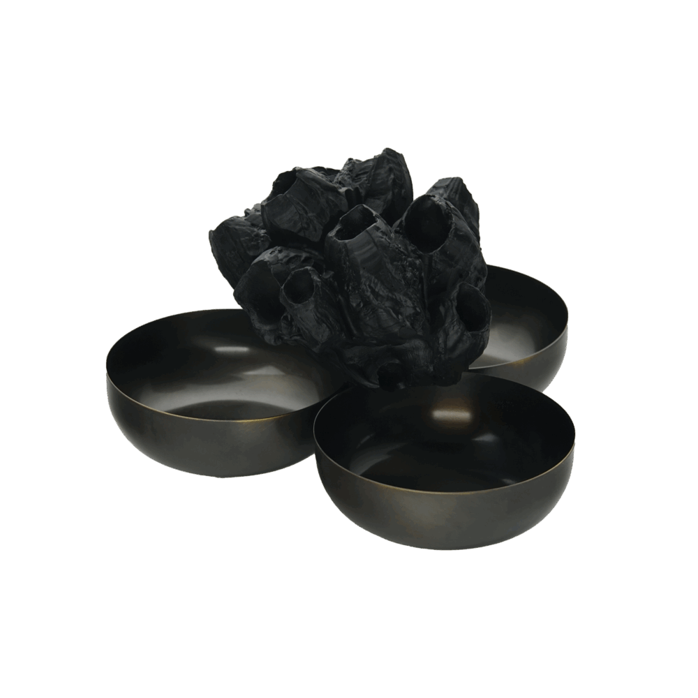 UNIQUE - DENİZ LALESİ FİGÜRLÜ ANTİK ÜÇLÜ ÇEREZLİK