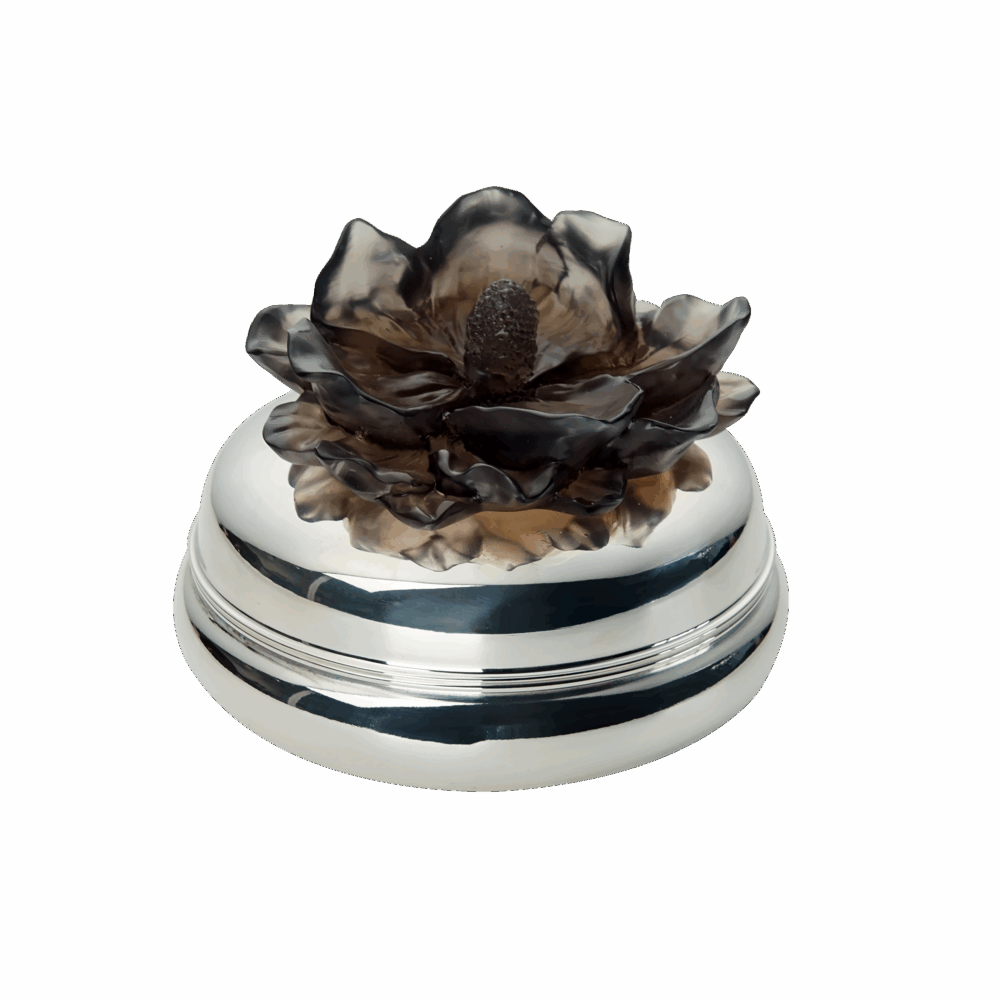 UNIQUE - ANTRASİT ÇİÇEKLİ GÜMÜŞ KOKULU MUM (L)